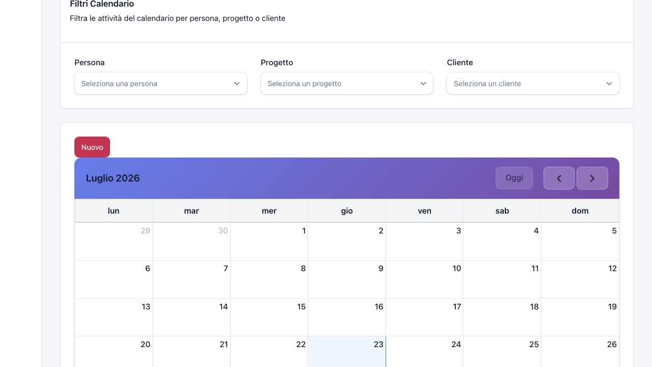 Calendario ed eventi nel gestionale commerciale